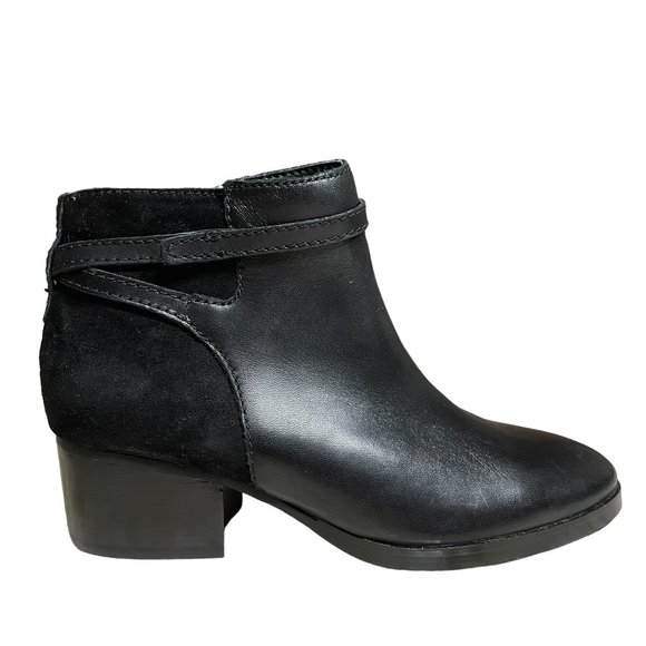 Ralph Lauren Leather Ankle Boots 5.5 Suede Block Heel Almond Toe Strap Harness - Picture 2 of 14